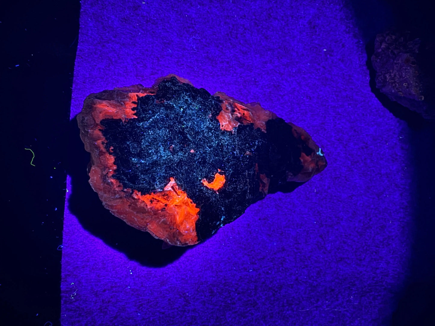 Calcite on fluorite (UV) Moonphase minerals