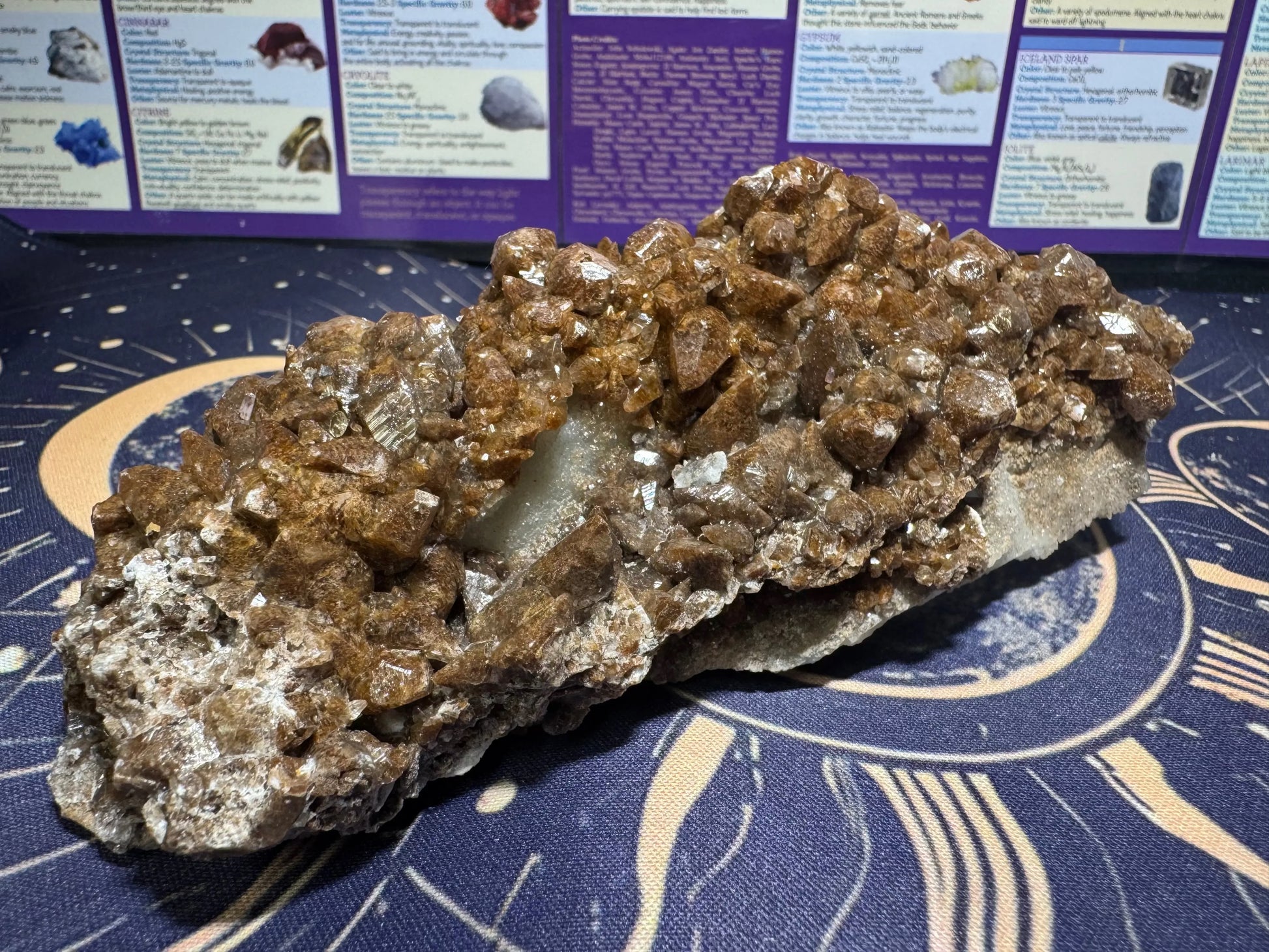 Patagonia Chocolate Calcite on Calcite with Fluorite Moonphase minerals